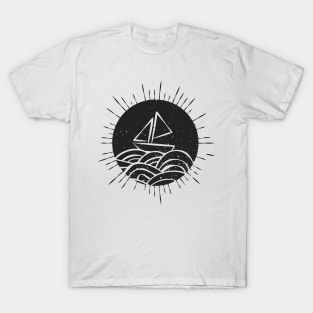 Boat on the waves. T-Shirt